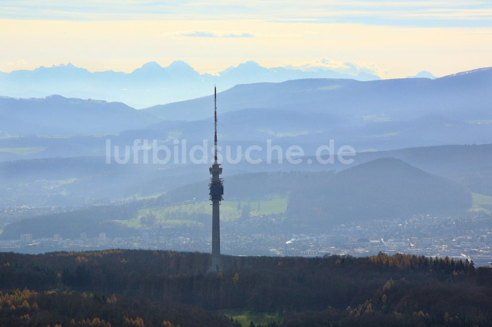 Luftbild Bettingen - Fernsehturm St. Chrischona in Bettingen in der Schweiz