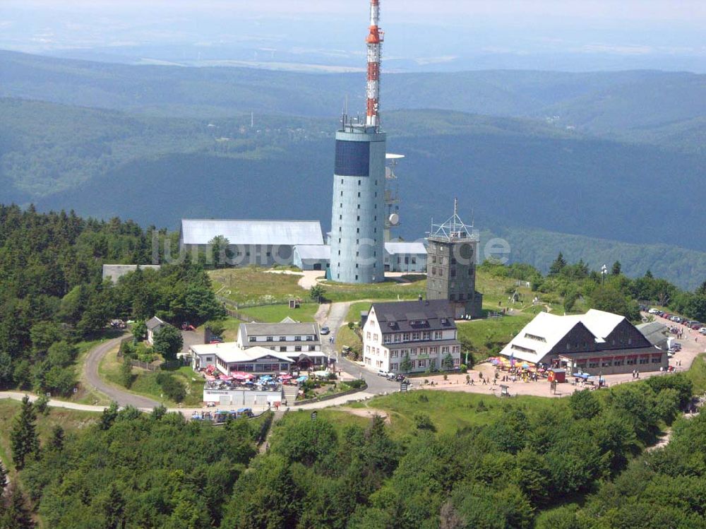 Luftaufnahme Tabarz / Thüringen - Fernsehturm auf dem Inselsberg bei Tabarz.