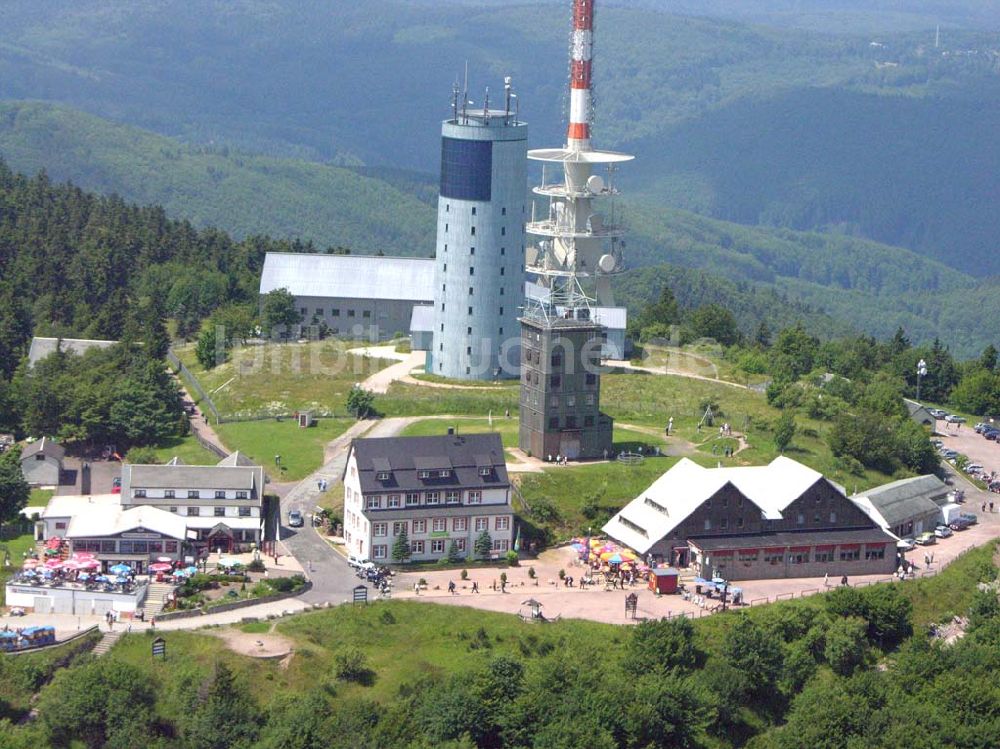 Tabarz / Thüringen von oben - Fernsehturm auf dem Inselsberg bei Tabarz.