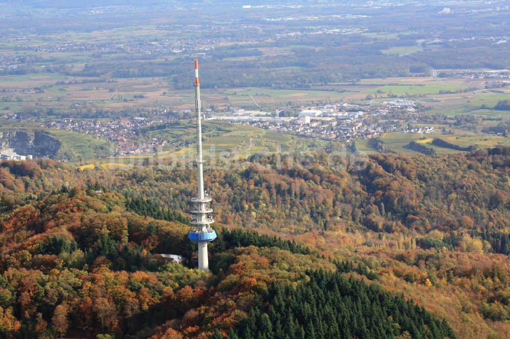 Luftbild Endingen am Kaiserstuhl - Fernsehturm - Umsetzer am Gebirgszug Kaiserstuhl bei Endingen im Bundesland Baden-Württemberg