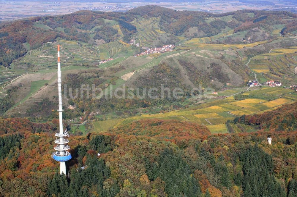 Luftaufnahme Endingen am Kaiserstuhl - Fernsehturm - Umsetzer am Gebirgszug Kaiserstuhl bei Endingen im Bundesland Baden-Württemberg