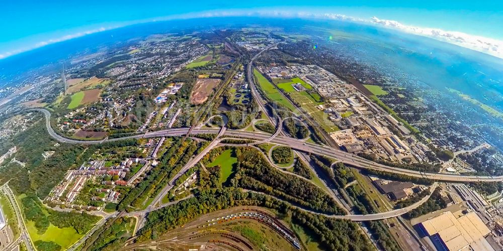 Dortmund von oben - Fernstraße Abfahrt der Bundesstraße B236 im Ortsteil Alt-Scharnhorst in Dortmund im Bundesland Nordrhein-Westfalen, Deutschland