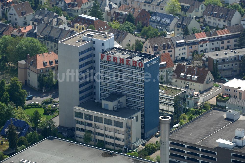 Luftbild Frankfurt am Main - FERRERO - Werksgelände und die Deutschland- Zentrale in Frankfurt / Main