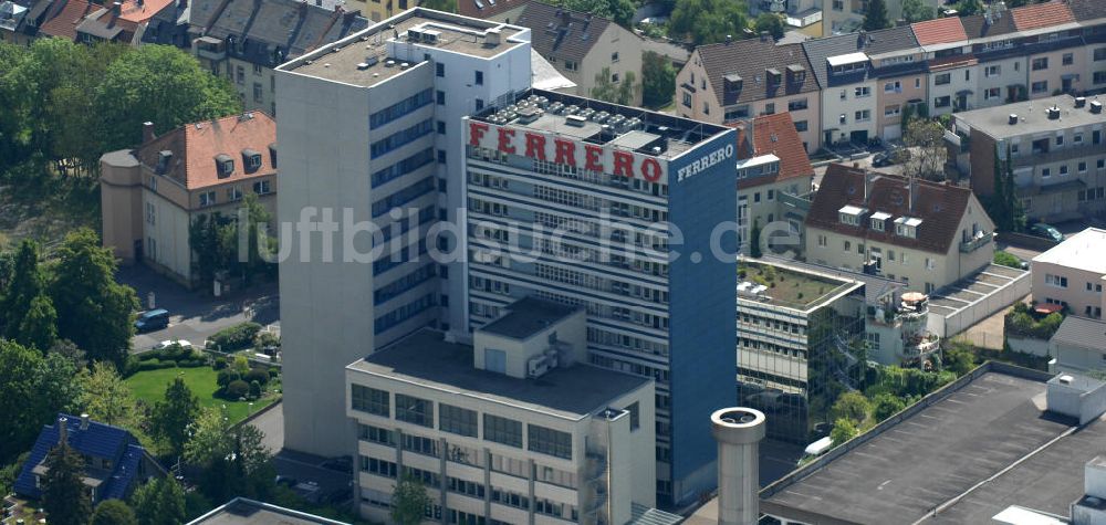 Frankfurt am Main aus der Vogelperspektive: FERRERO - Werksgelände und die Deutschland- Zentrale in Frankfurt / Main