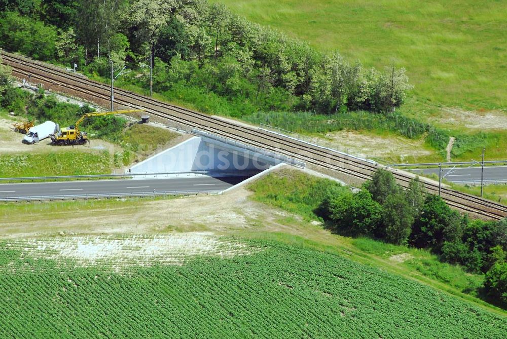 Luftbild Belzig - Fertige Ortsumfahrung Belzig, gebaut u.a. durch die Schälerbau Berlin GmbH