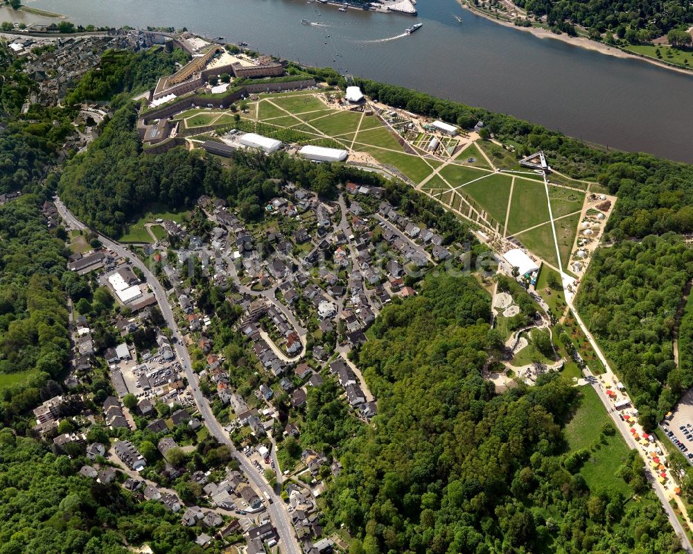 Luftaufnahme Koblenz - Festung Ehrenbreitstein in Koblenz im Bundesland Rheinland-Pfalz