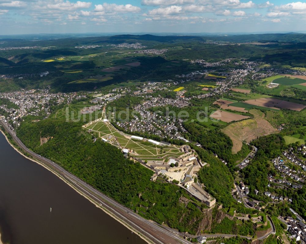 Luftbild Koblenz - Festung Ehrenbreitstein in Koblenz im Bundesland Rheinland-Pfalz