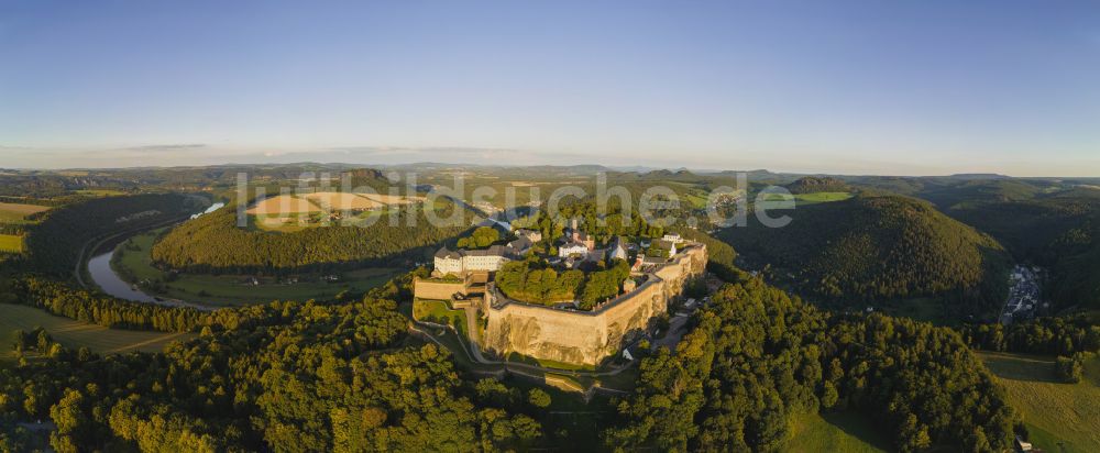 Königstein aus der Vogelperspektive: Festung Königstein an der Elbe im Landkreis Sächsische Schweiz-Osterzgebirge im Bundesland Sachsen