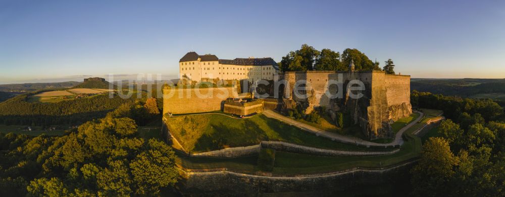 Luftbild Königstein - Festung Königstein an der Elbe im Landkreis Sächsische Schweiz-Osterzgebirge im Bundesland Sachsen