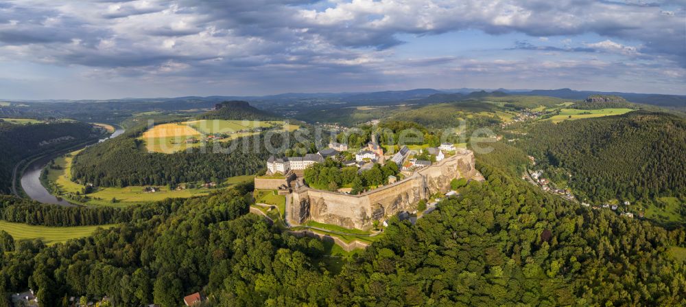 Luftbild Königstein - Festung Königstein an der Elbe im Landkreis Sächsische Schweiz-Osterzgebirge im Bundesland Sachsen