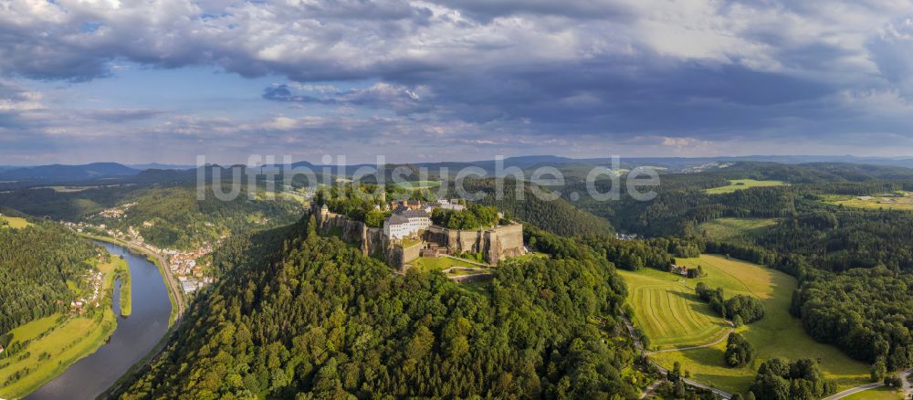 Luftaufnahme Königstein - Festung Königstein an der Elbe im Landkreis Sächsische Schweiz-Osterzgebirge im Bundesland Sachsen