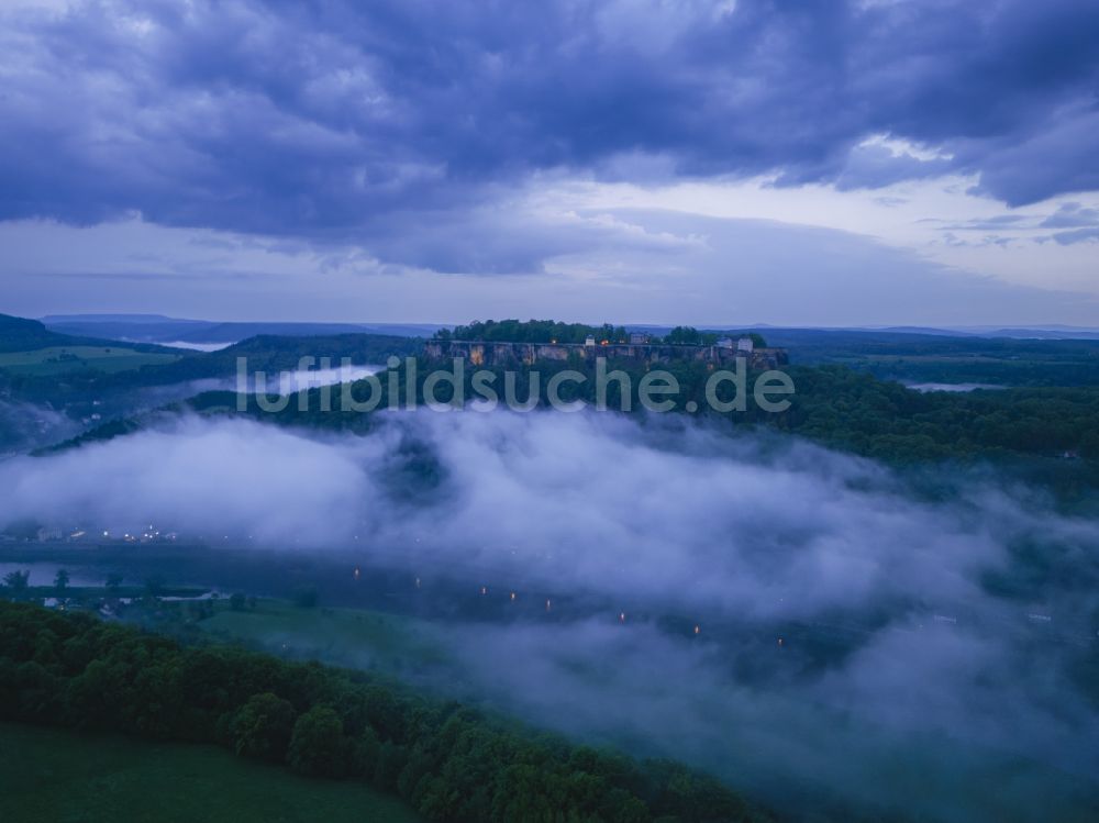 Luftbild Königstein - Festung Königstein an der Elbe im Landkreis Sächsische Schweiz-Osterzgebirge im Bundesland Sachsen