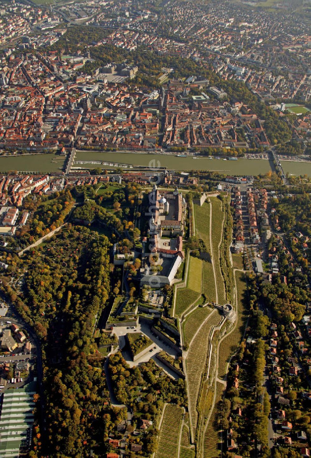 Würzburg von oben - Festung Marienberg Würzburg