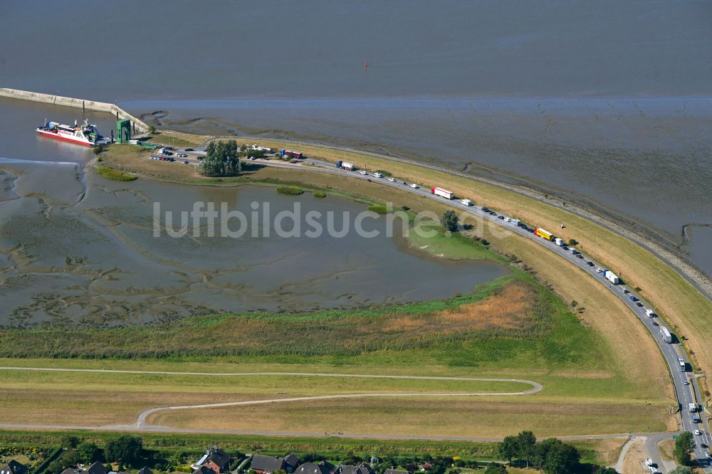 Luftaufnahme Glückstadt - Fähr- Hafenanlagen an der Elbe in Glückstadt im Bundesland Schleswig-Holstein, Deutschland