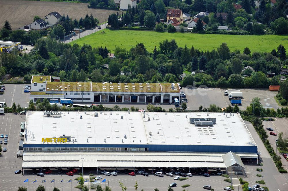 Luftbild Leipzig - Paunsdorf - Filialen des Großhandelsunternehmens Metro und Fahrzeughersteller MAN Truck & Bus in Leipzig, Sachsen