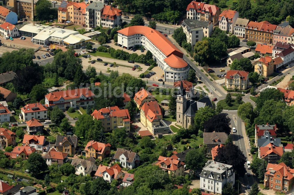 Sondershausen aus der Vogelperspektive: Finanzamt und St. Elisabeth Kirche in Sondershausen im Bundesland Thüringen