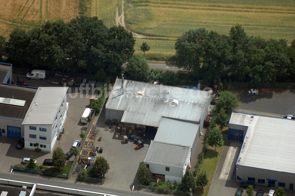 Bönen von oben - Firma Krebs Treppenbau im Industrie- und Gewerbegebiet Am Mersch in Bönen