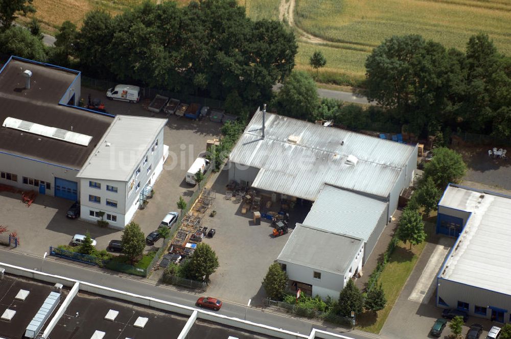 Bönen aus der Vogelperspektive: Firma Krebs Treppenbau im Industrie- und Gewerbegebiet Am Mersch in Bönen