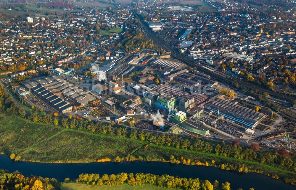 Witten von oben - Firmengelände der Deutschen Edelstahlwerke GmbH in Witten im Bundesland Nordrhein-Westfalen