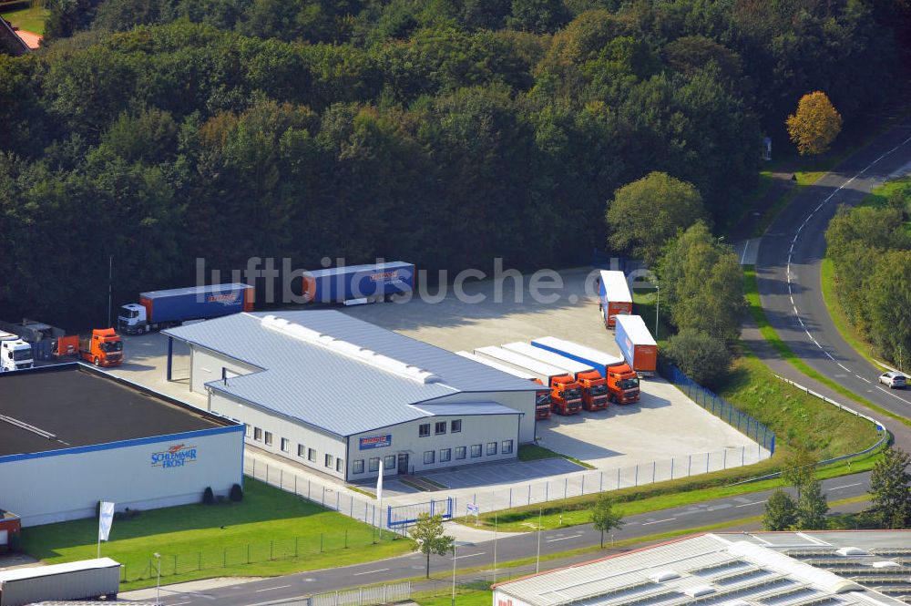 Papenburg / Niedersachsen von oben - Firmengelände der Hermann Bunte GmbH & Co. KG im Gewerbegebiet an der Bahnhofstraße in Papenburg / Niedersachsen