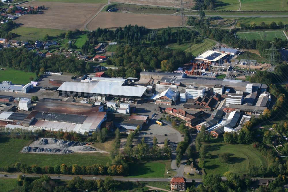 Laufenburg von oben - Firmengelände des Metallverarbeitungsunternehmens H.C. Starck, Smelting GmbH & Co. KG, Werk Rhina, in Laufenburg im Bundesland Baden-Württemberg, Deutschland