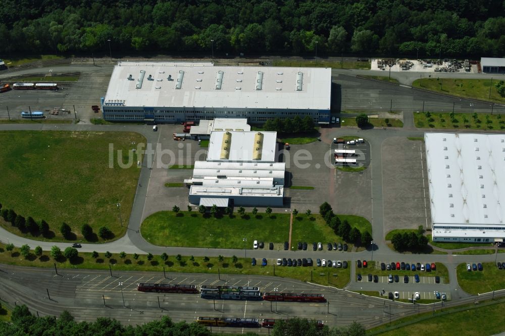 Luftaufnahme Schwerin - Firmengelände der Nahverkehr Schwerin GmbH in der Ludwigsluster Chaussee in Schwerin im Bundesland Mecklenburg-Vorpommern, Deutschland