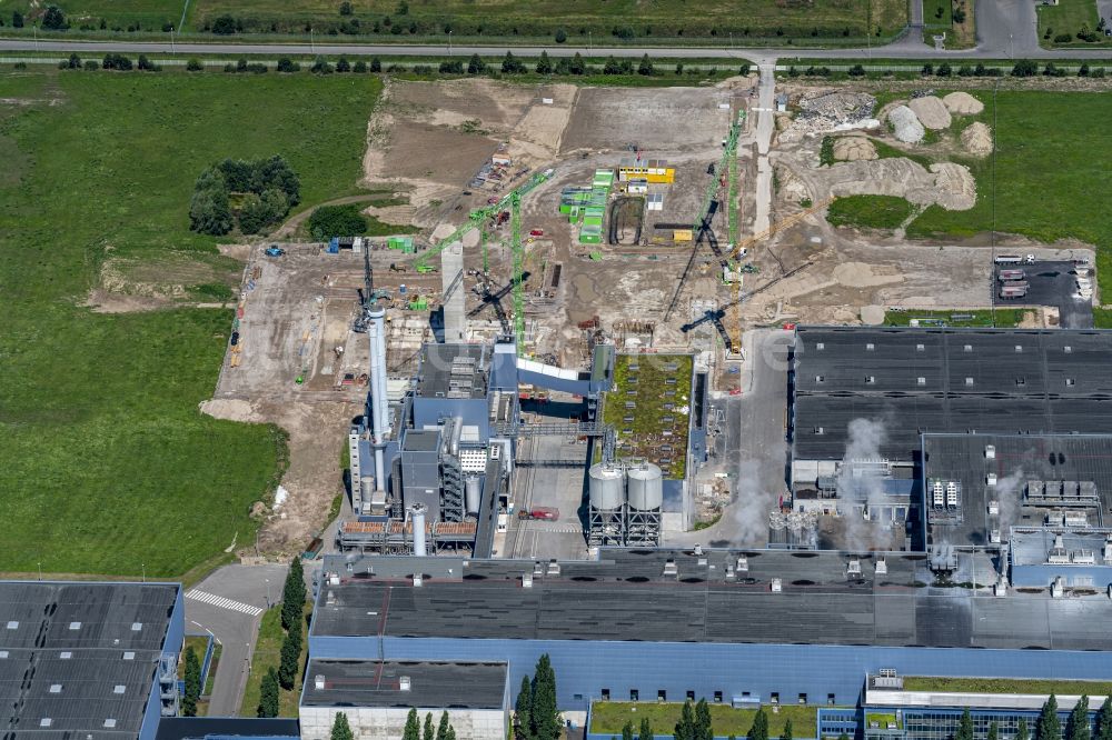 Wörth am Rhein aus der Vogelperspektive: Firmengelände der Papierfabrik Palm GmbH & Co. KG | Werk Wörth am Rhein in Wörth am Rhein im Bundesland Rheinland-Pfalz, Deutschland