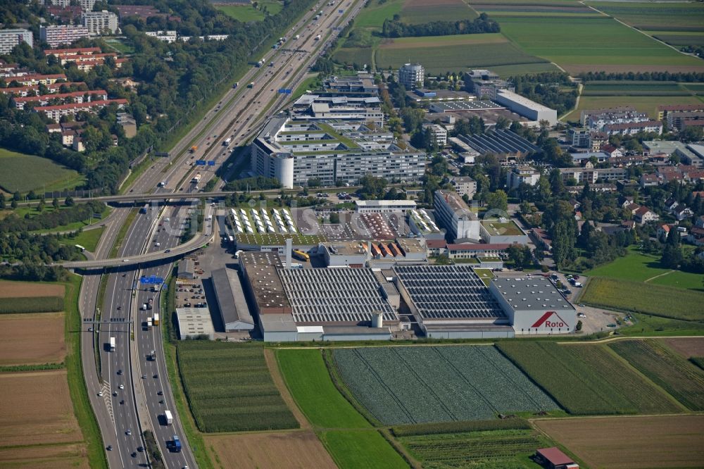 Leinfelden-Echterdingen von oben - Firmengelände der Roto Frank AG in Leinfelden-Echterdingen im Bundesland Baden-Württemberg