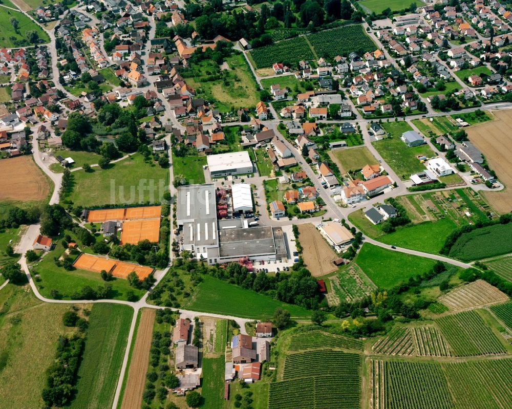 Luftaufnahme Lehrensteinsfeld - Firmengelände der Schweikert GmbH in Lehrensteinsfeld an den Heiligengärten im Bundesland Baden-Württemberg, Deutschland