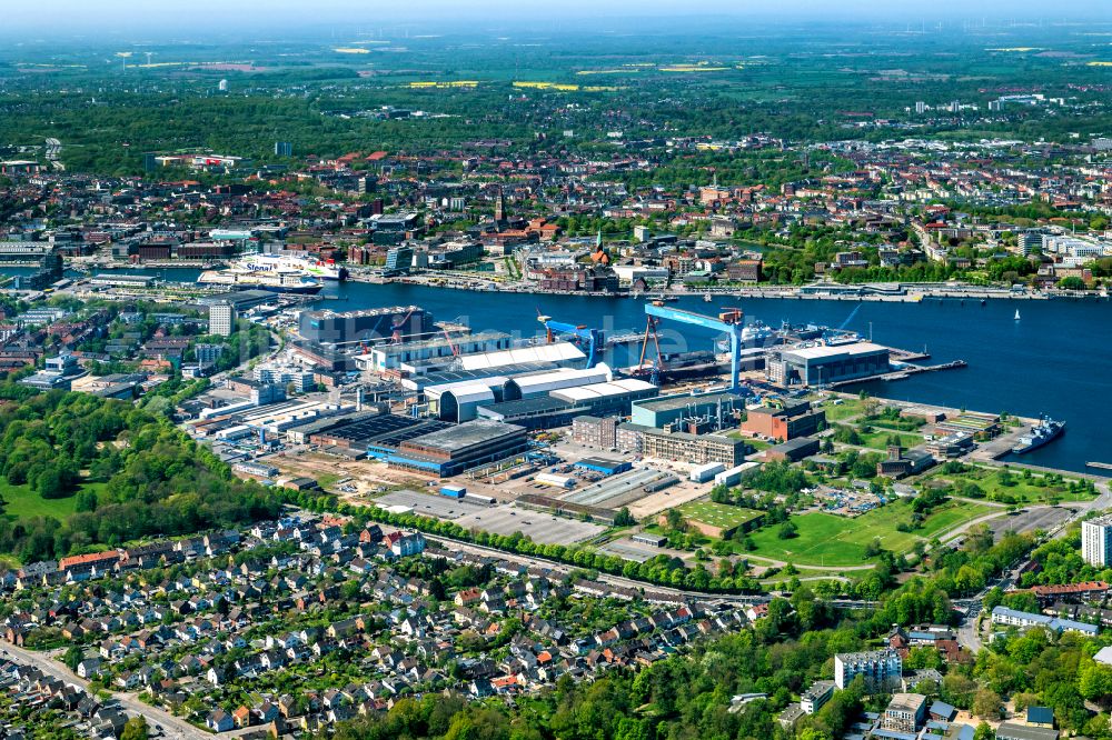 Kiel von oben - Firmengelände der ThyssenKrupp Marine Systems GmbH in Kiel im Bundesland Schleswig-Holstein, Deutschland