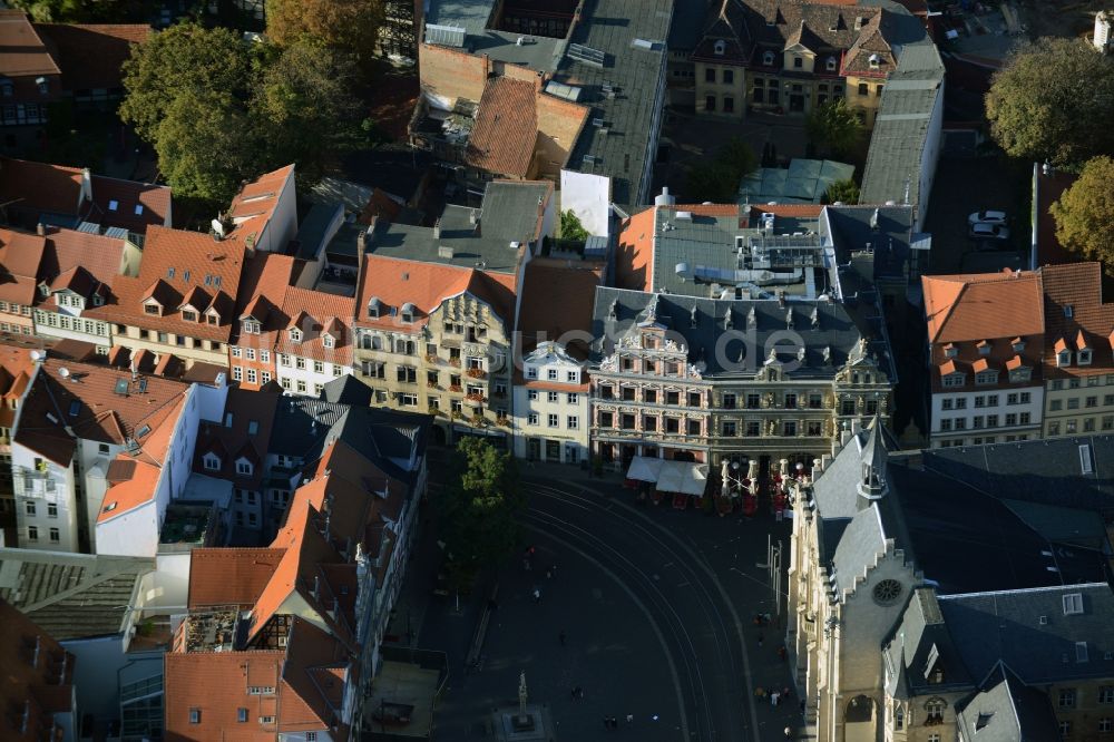 Erfurt von oben - Fischmarkt im Innenstadt- Zentrum in Erfurt im Bundesland Thüringen