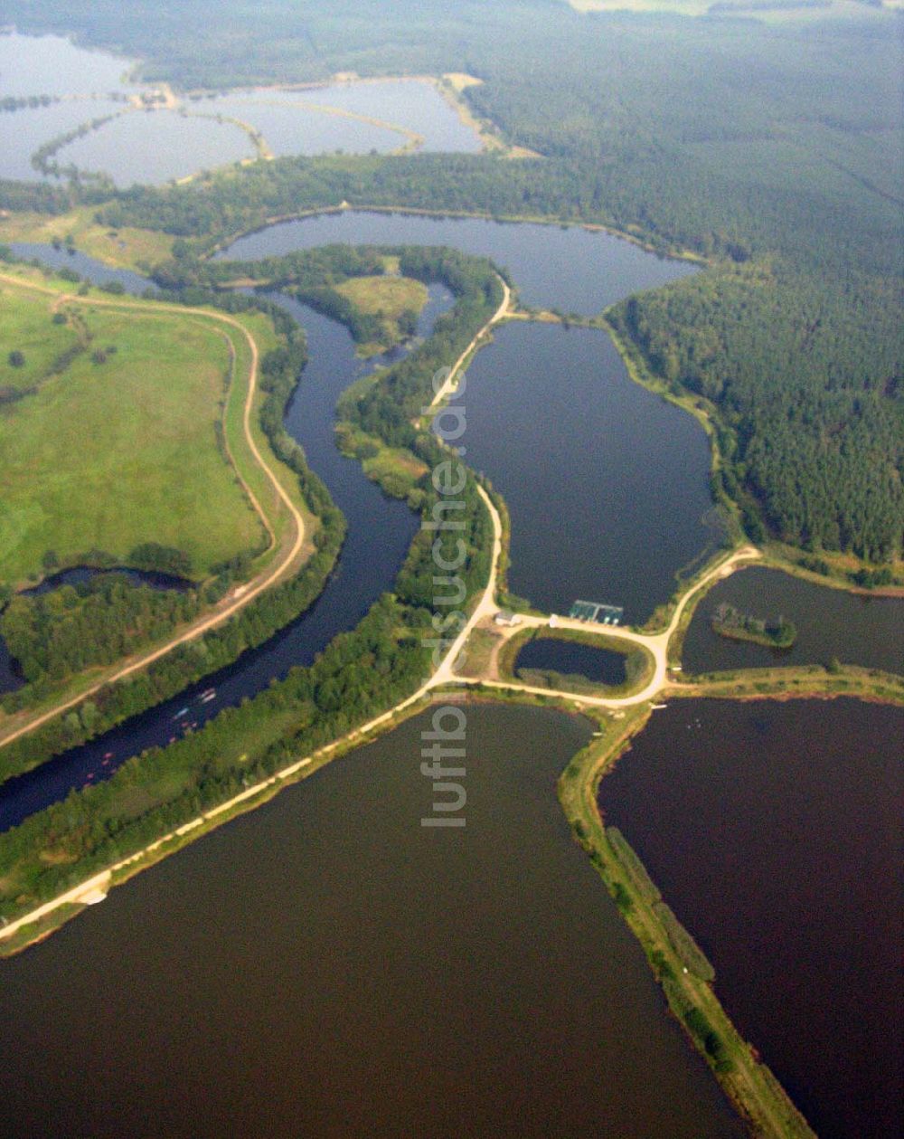 Lübben (Brandenburg) aus der Vogelperspektive: Fischteiche Lubolz bei Lübben