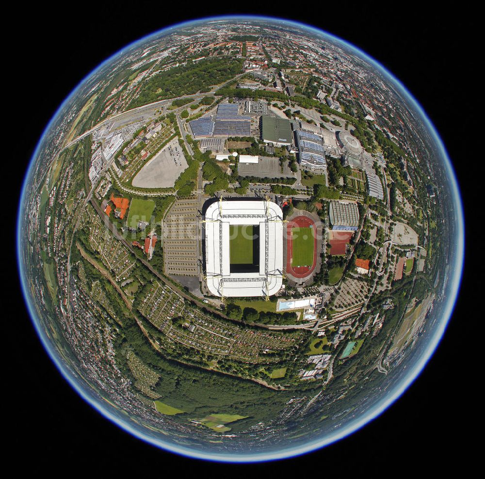 Luftbild Dortmund - Fish Eye Blick vom Borusseum , dem Stadion Signal Iduna Park