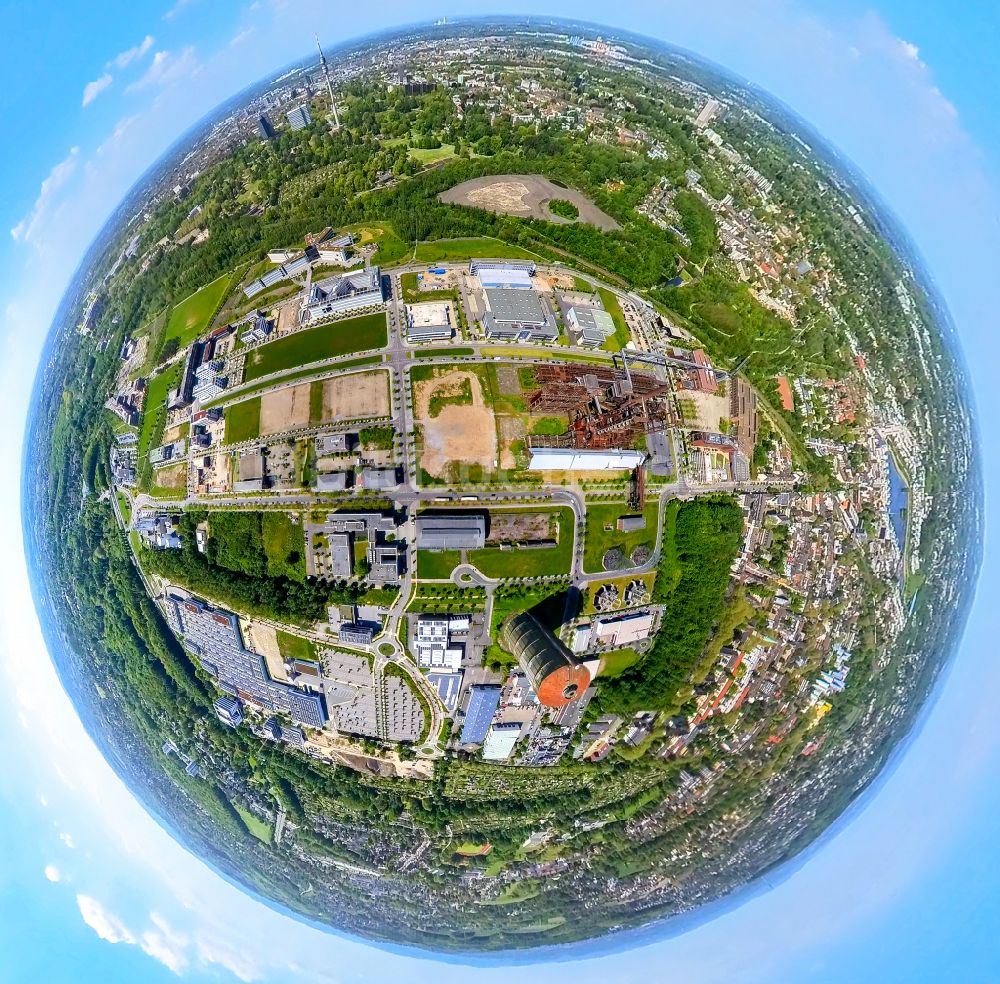 Luftbild Dortmund - Fish Eye- Perspektive Baustelle zum Neubau WILO Campus Dortmund im Ortsteil Hörde in Dortmund im Bundesland Nordrhein-Westfalen, Deutschland