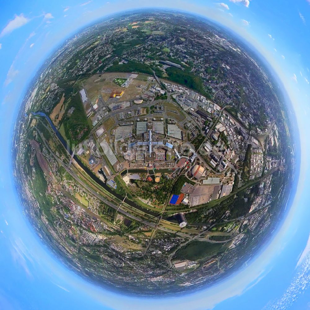 Luftbild Oberhausen - Fish Eye- Perspektive Einkaufzentrum Westfield Centro in Oberhausen im Bundesland Nordrhein-Westfalen, Deutschland