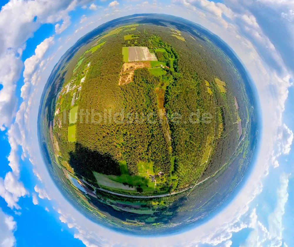 Luftaufnahme Senne - Fish Eye- Perspektive Gelände des TÜP Truppenübungsplatz und Heidelandschaft Stuckenbusch in Senne im Bundesland Nordrhein-Westfalen, Deutschland