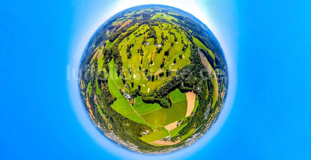 Luftaufnahme Velbert - Fish Eye- Perspektive Golfplatz Golfclub Velbert Gut Kuhlendahl e.V. in Velbert im Bundesland Nordrhein-Westfalen, Deutschland