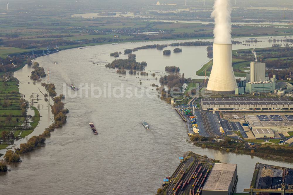 Duisburg von oben - Fish Eye- Perspektive Kraftwerksanlagen des Heizkraftwerkes STEAG Heizkraftwerk Walsum in Duisburg im Bundesland Nordrhein-Westfalen, Deutschland