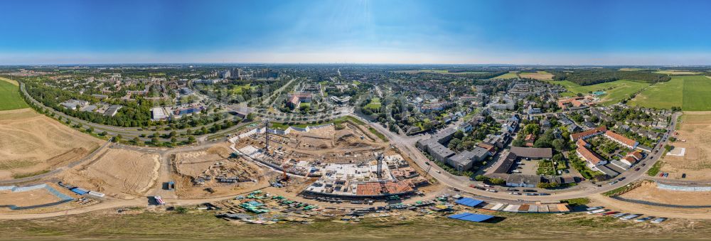 Köln aus der Vogelperspektive: Fish Eye- Perspektive Neubau einer Mehrfamilienhaus-Wohnanlage in Köln im Bundesland Nordrhein-Westfalen, Deutschland