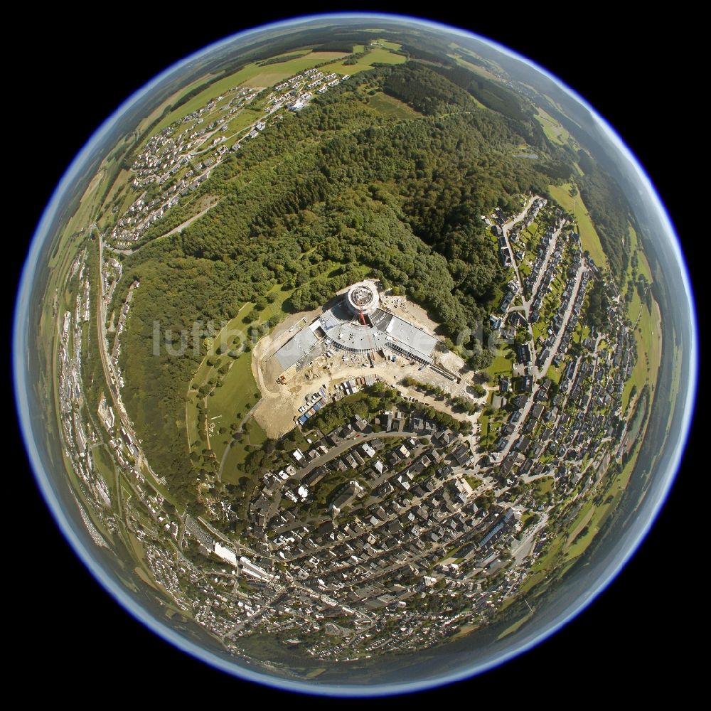 Luftbild Winterberg - Fish Eye- Perspektive Neubau Oversum Vital Resort in Winterberg im Hochsauerland im Bundesland Nordrhein-Westfalen