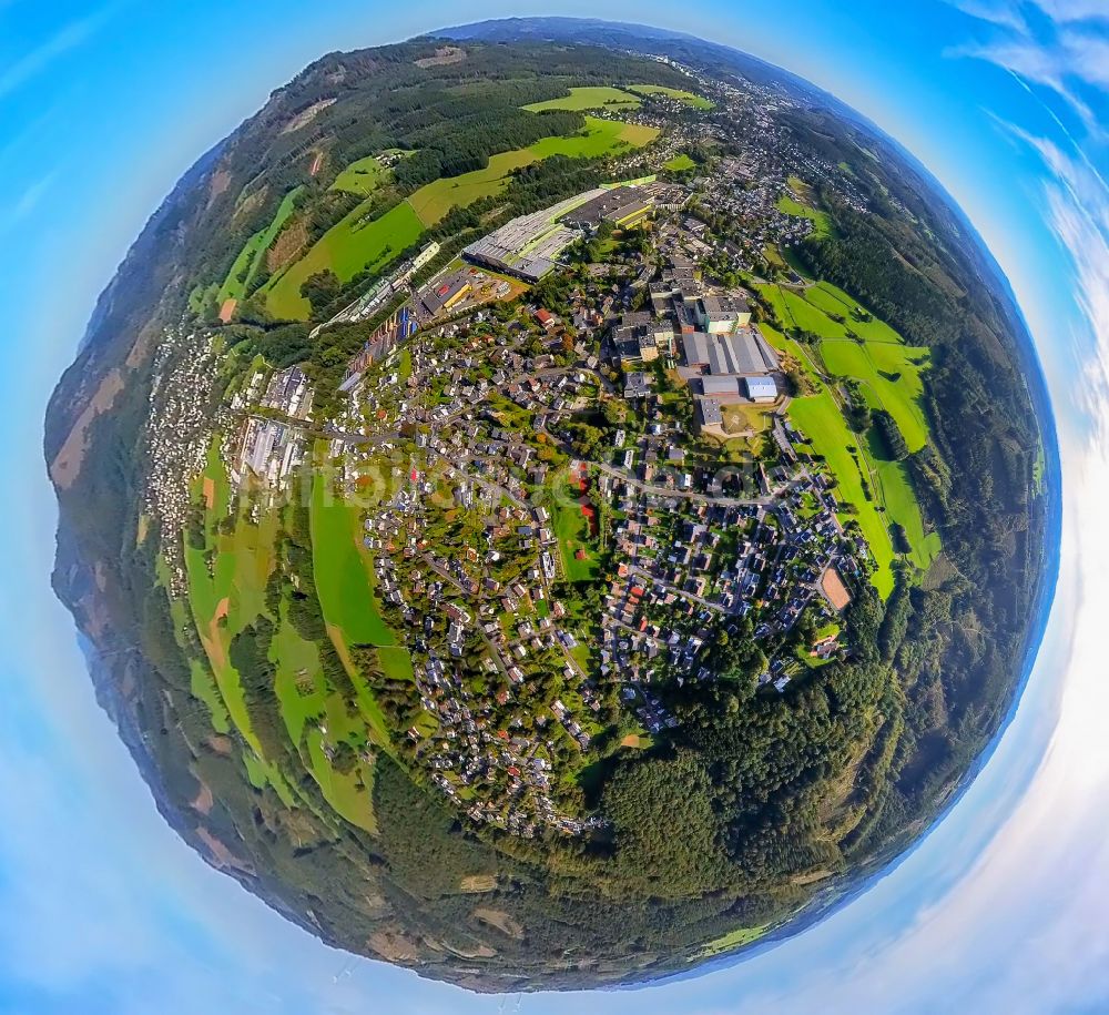 Luftbild Krombach - Fish Eye- Perspektive Ortsansicht in Krombach im Bundesland Nordrhein-Westfalen, Deutschland