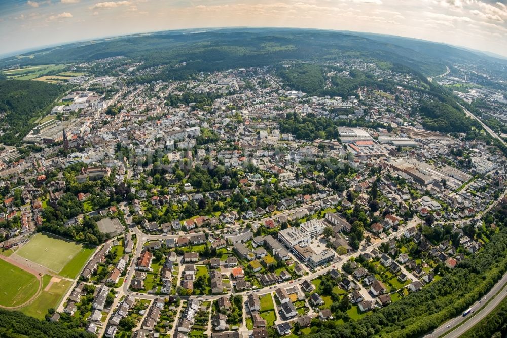 Luftbild Arnsberg - Fish Eye- Perspektive Ortsansicht im Ortsteil Neheim in Arnsberg im Bundesland Nordrhein-Westfalen, Deutschland