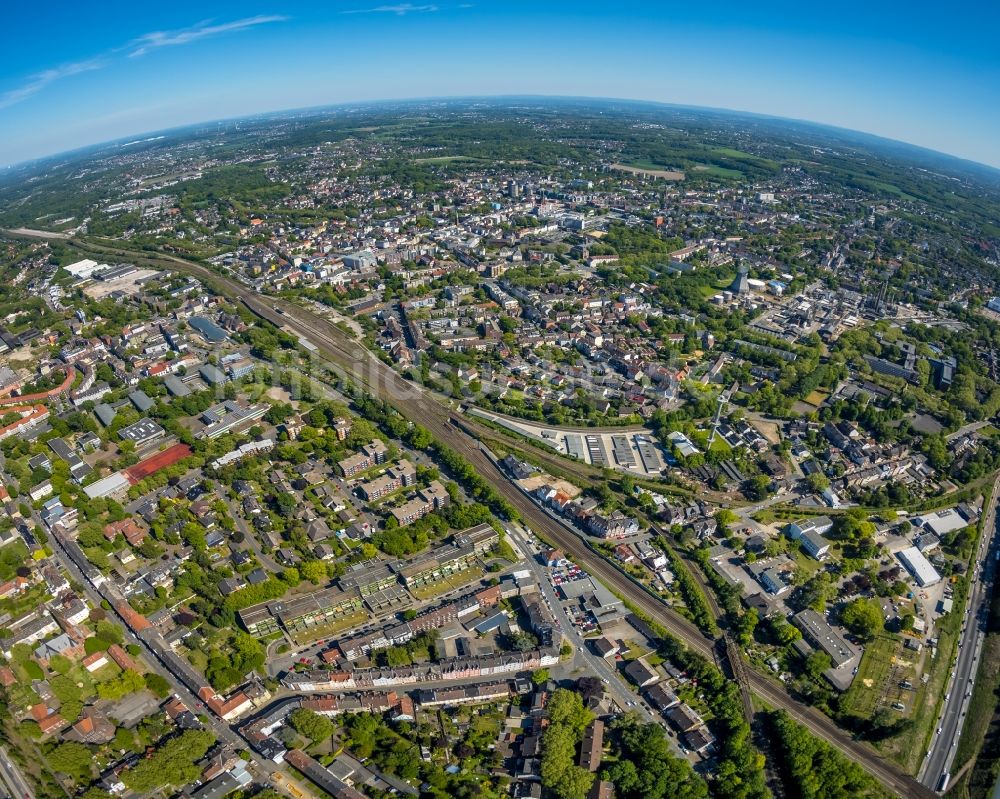 Herne von oben - Fish Eye- Perspektive Stadtansicht im Stadtgebiet in Herne im Bundesland Nordrhein-Westfalen, Deutschland