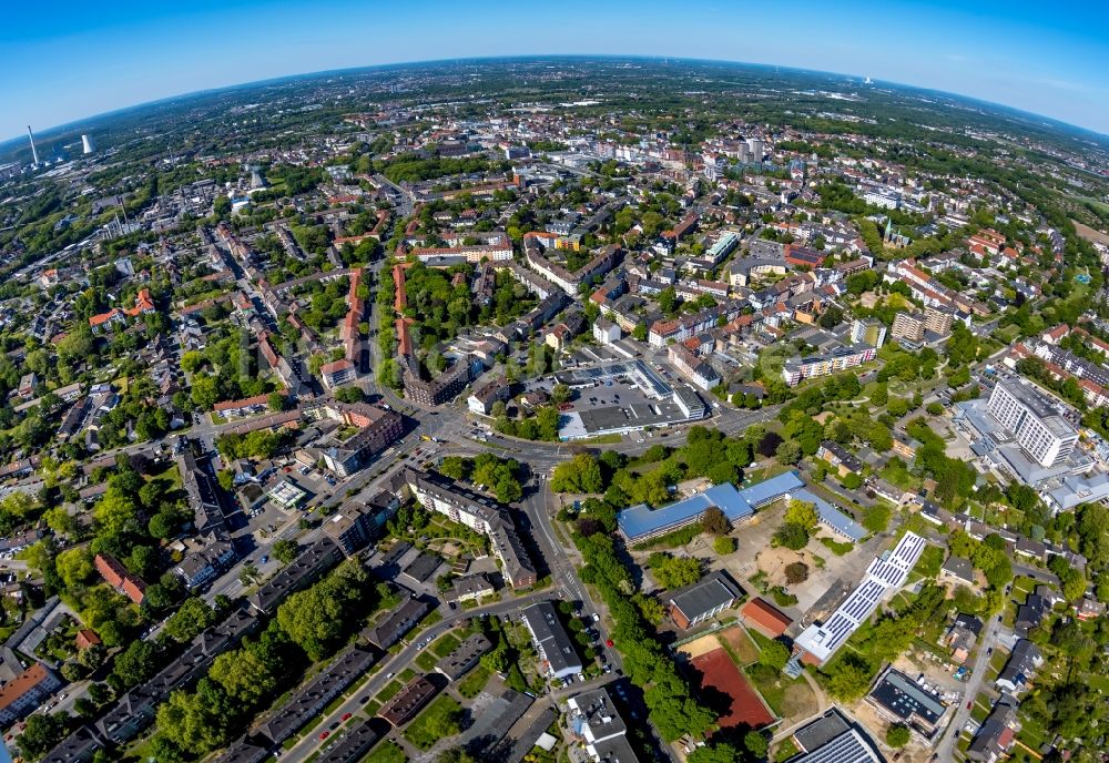 Luftbild Herne - Fish Eye- Perspektive Stadtansicht im Stadtgebiet in Herne im Bundesland Nordrhein-Westfalen, Deutschland