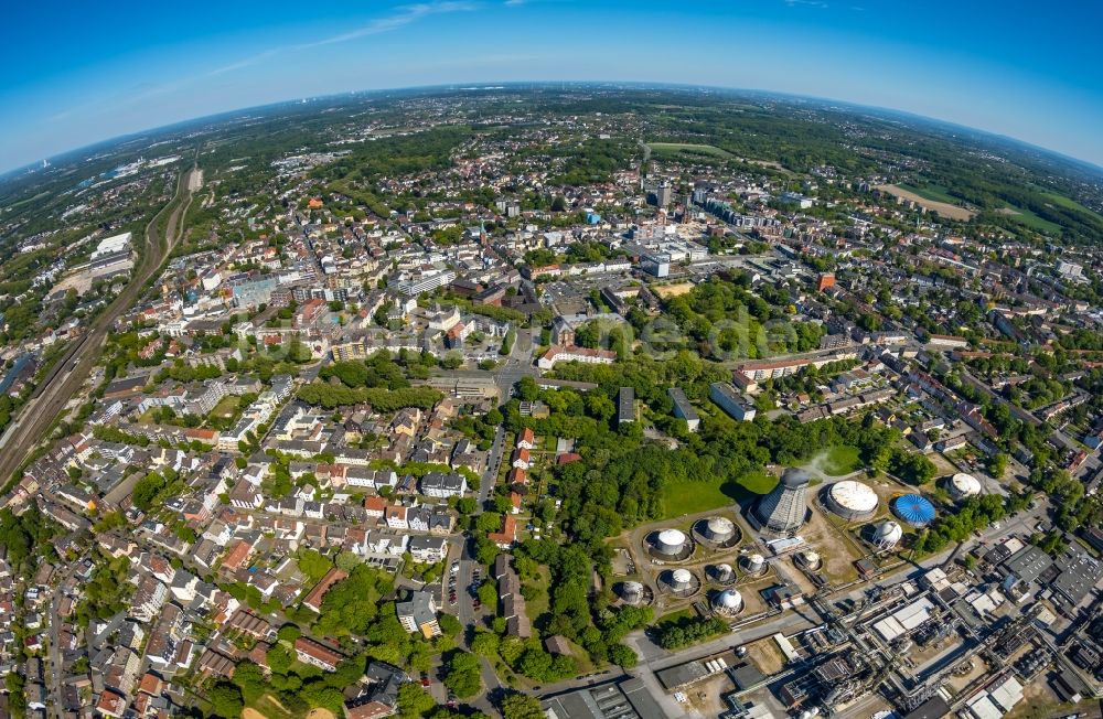 Herne von oben - Fish Eye- Perspektive Stadtansicht im Stadtgebiet in Herne im Bundesland Nordrhein-Westfalen, Deutschland