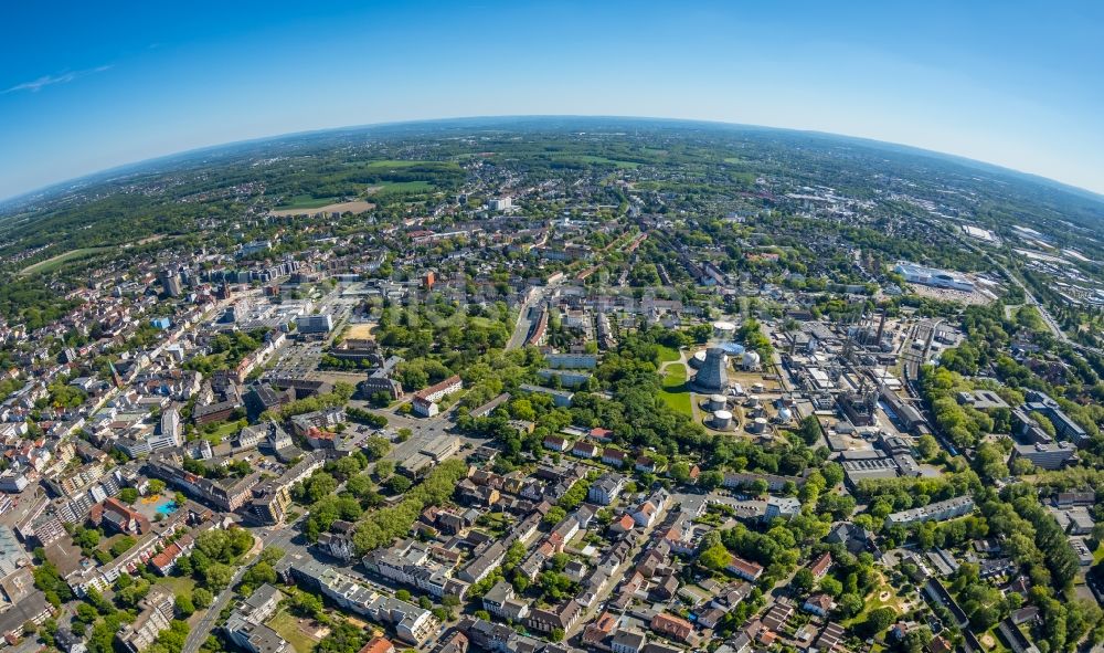 Herne aus der Vogelperspektive: Fish Eye- Perspektive Stadtansicht im Stadtgebiet in Herne im Bundesland Nordrhein-Westfalen, Deutschland