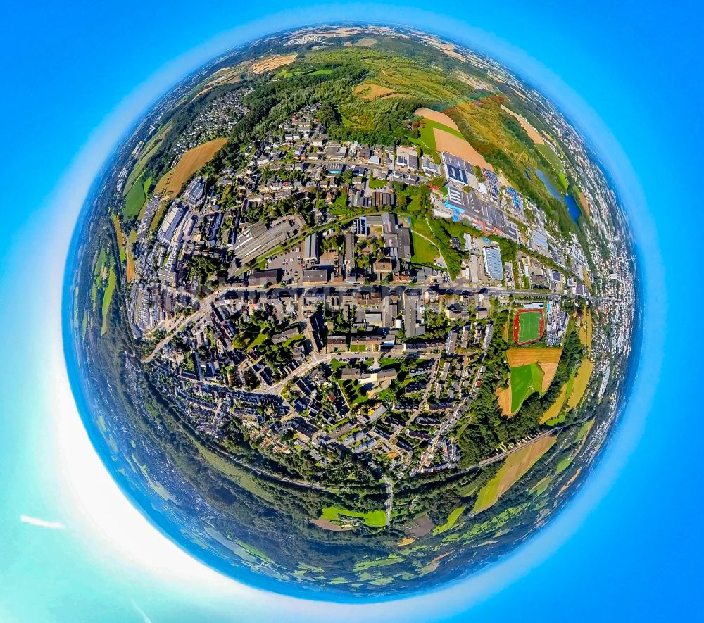 Luftbild Velbert - Fish Eye- Perspektive Stadtrand und Außenbezirks- Wohngebiete im Ortsteil Tönisheide in Velbert im Bundesland Nordrhein-Westfalen, Deutschland