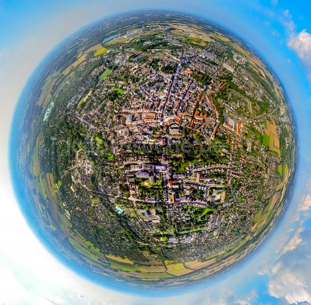 Luftbild Beckum - Fish Eye- Perspektive Stadtzentrum im Innenstadtbereich in Beckum im Bundesland Nordrhein-Westfalen, Deutschland