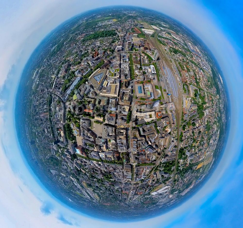 Luftbild Dortmund - Fish Eye- Perspektive Stadtzentrum im Innenstadtbereich in Dortmund im Bundesland Nordrhein-Westfalen, Deutschland