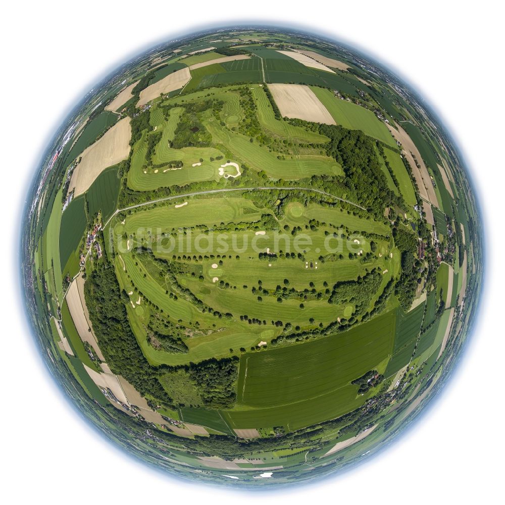 Luftaufnahme Hamm - Fisheye- Blick auf den Golfplatz des Golfclub Drechen in Hamm im Bundesland Nordrhein-Westfalen